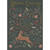 Season's Greetings Holiday Card: Prancing Reindeer, Leaves, Vines on Green: Season's Greetings