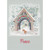 Christmas Card: Fox in Falling Snow, Red Floral Decorated Pavilion: Peace
