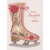 Handmade 3D Christmas Card for Adult Daughter: Pink Ice Skate, Flowers, Gold Accents: For You, Daughter, at Christmas