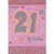 Silver Foil 21 on Pink with Stars: 21st Birthday Card: Happy 21st Birthday