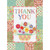 Patchwork Flowers in Basket with Floral Grid Border Thank You Card: Thank You