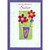 Two Red and One Purple Flower in Purple Vase with Red Heart Birthday Card for Sister: Happy Birthday Sister