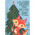 Cute Fox Holding Up Evergreen Tree on Blue Juvenile Daddy Christmas Card from Young Daughter: To Daddy From Your Little Girl