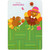 Child Turkey Giving Flowers to Turkey in Pink Hat Juvenile Thanksgiving Card for Godmother: For You, Godmother