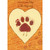 Turkey Shaped Paw Print Inside Heart Thanksgiving Card from the Dog: From One Happy Dog At Thanksgiving - Gobble - Woof (repeated)