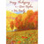 Watercolor Pumpkin Field and Red and Yellow Trees Thanksgiving Card for Nephew and Family: Happy Thanksgiving to a Dear Nephew & His Family