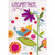 Purple Flower with Long Green Stem : Blue, Yellow and Orange Bird Godmother Easter Card: Godmother