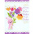 Pink Rabbit Holding Large Yellow, Red and Purple Flowers Juvenile Teacher Easter Card from Child : Kid: Bunches of Easter Wishes for you, Teacher