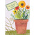 Flowers and Sign in Ceramic Pot : Gold Foil Swirls Friend Easter Card: To a Special Friend