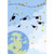 Grad Caps Soaring Over Earth Our Wishes Graduation Congratulations Card from Both: Sending Our Wishes To You As You Graduate