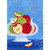 Apples in Large Glass Pedestal Bowl on Blue with White Swirls Rosh Hashanah / Jewish New Year Card: A JOYOUS Rosh Hashanah