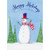 Snowman and Three Green Trees Christmas Card: Happy Holidays