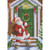 Santa Claus at Green Door with Wreath Christmas Card