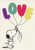 Snoopy Love Balloon Box of 20 Peanuts Assorted Blank Notecards: Card Details