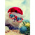Cool Cat with Santa Hat and Red Sunglasses on Beach Box of 14 Christmas Cards