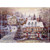 Holiday Magic Homes on Snow Covered Hill : Carl Valente Box of 14 Silver Foil Embossed Christmas Cards: Merry Christmas