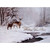 Two Deer Near Stream in Winter Glitter Christmas Card: Wishing You Peace