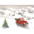 Red Pickup Truck and Snow Covered Road and Hillside Christmas Card