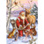 Santa Kneeling in Snow with Deer, Wolf, Fox and Rabbit Christmas Card