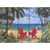 Two Red Adirondack Chairs on Beach: Paul Brent Tropical Christmas Card