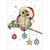 Owl with Colorful Ornaments on Branch Cute 'Bug Art' Embossed Christmas Card