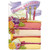 Flowers and Cake Slice Sienna Garden Die Cut Birthday Card: HAPPY BIRTHDAY