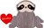 Cute Sloth Holding Heart Die Cut Juvenile Valentine's Day Card for Kids: Fully Opened