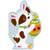 White Puppy with Fuzzy Brown Spots Holding Egg Easter Card for Son: Son