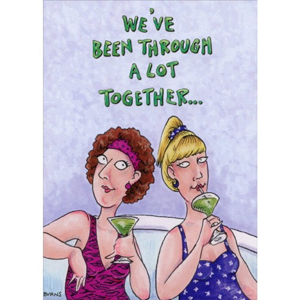 Two Friends Drinking Martinis Funny Feminine Birthday Card For Her