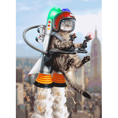 Jetpack Cat Lenticular Motion Funny Birthday Card | PaperCards.com