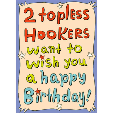 Two Topless Hookers Funny / Humorous Masculine Fishing Birthday Card for  Him : Man : Men