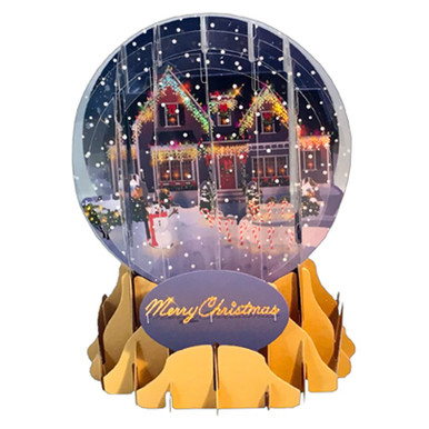 Holiday House with Shimmering Lights Pop-Up Snow Globe Christmas Card ...