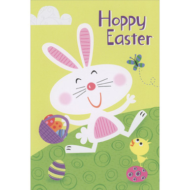 シーグラスアート『 Happy Happy Easter•*¨*•.¸♬︎』 Hoppy Easter: Smiling Rabbit with Purple Basket, Butterfly