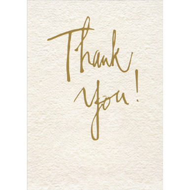 Gold Foil Cursive Style Thank You Text on Textured Beige Background ...