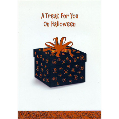 Black Present with Orange Foil Bow Gift Card Holder Halloween Card ...