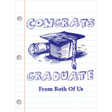 Designer Greetings Blue Cap and Diploma Doodle on Lined Paper Graduation Congratulations Card from Both Of Us, Size: 5.75 x 8