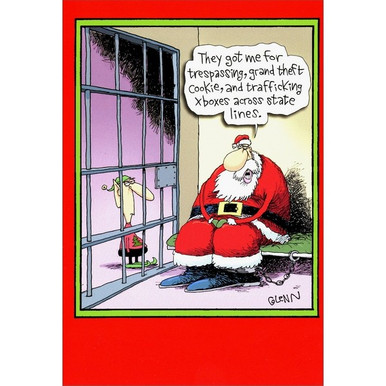 Santa in Jail Box of 12 Funny / Humorous Christmas Cards | PaperCards.com