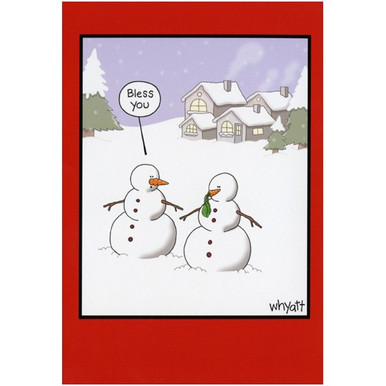 Snowman Sneeze Funny Tim Whyatt Christmas Card | PaperCards.com