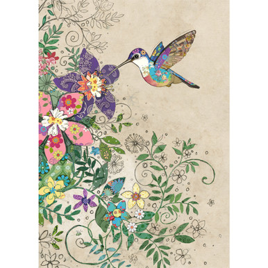 Tropical Hummingbird and Purple Flower Blank Note Card | PaperCards.com