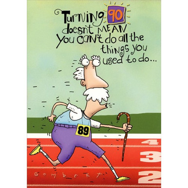 Old Man Running: 90th Funny Masculine Birthday Card | PaperCards.com