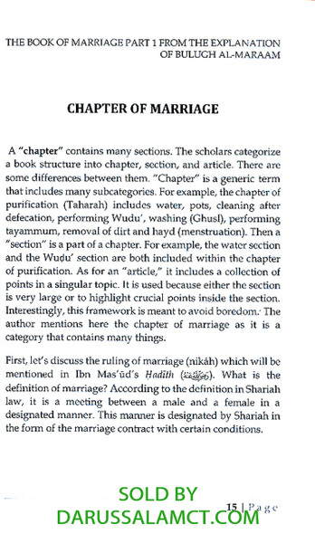 THE BOOK OF MARRIAGE
(FROM THE EXPLANATION OF BULUGH AL-MARAAM)
