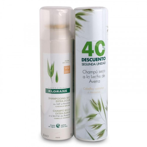 Klorane duplo champú seco a la leche de avena para pelo castaño-moreno Klorane duplo champú seco a la leche de avena para pelo castaño-moreno