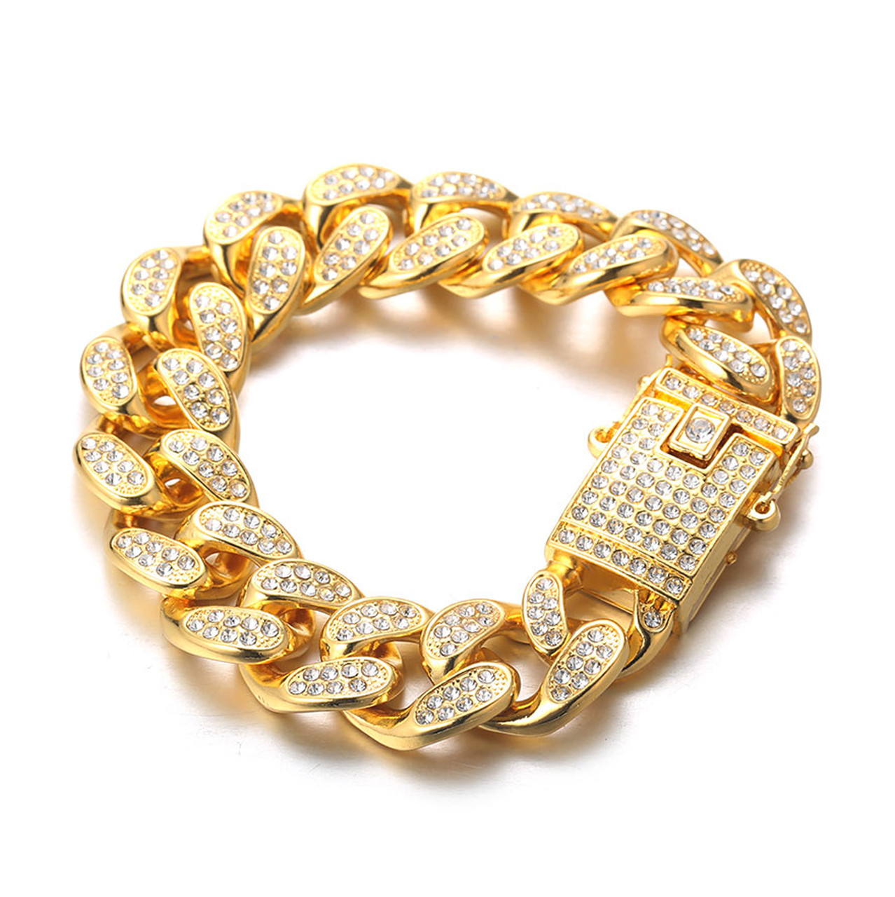 Gold Chain for Men Iced Out,20MM Men's Gold Chain Miami 18k Real Gold  Plated/Platinum White Gold Finish Choker Necklace Bracelet,Full Cz Diamond  Cut