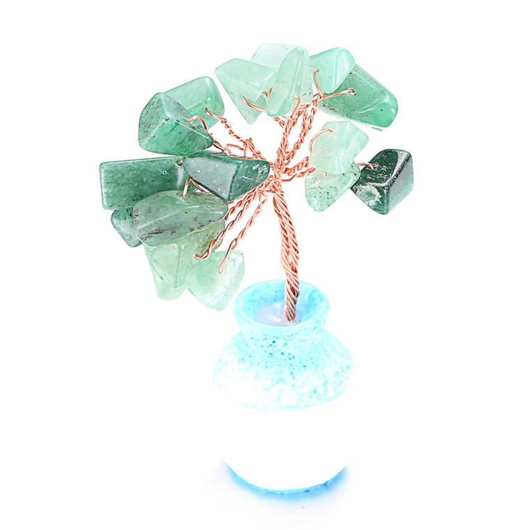 Halukakah Crystal Tree Mini Size SUCCESS Feng Shui Jade Stone Authentic Gemstone Tree of life Hand-wrapped Copper Wire Branches Agate Base Singing Bowl Blessed 6cm Tall