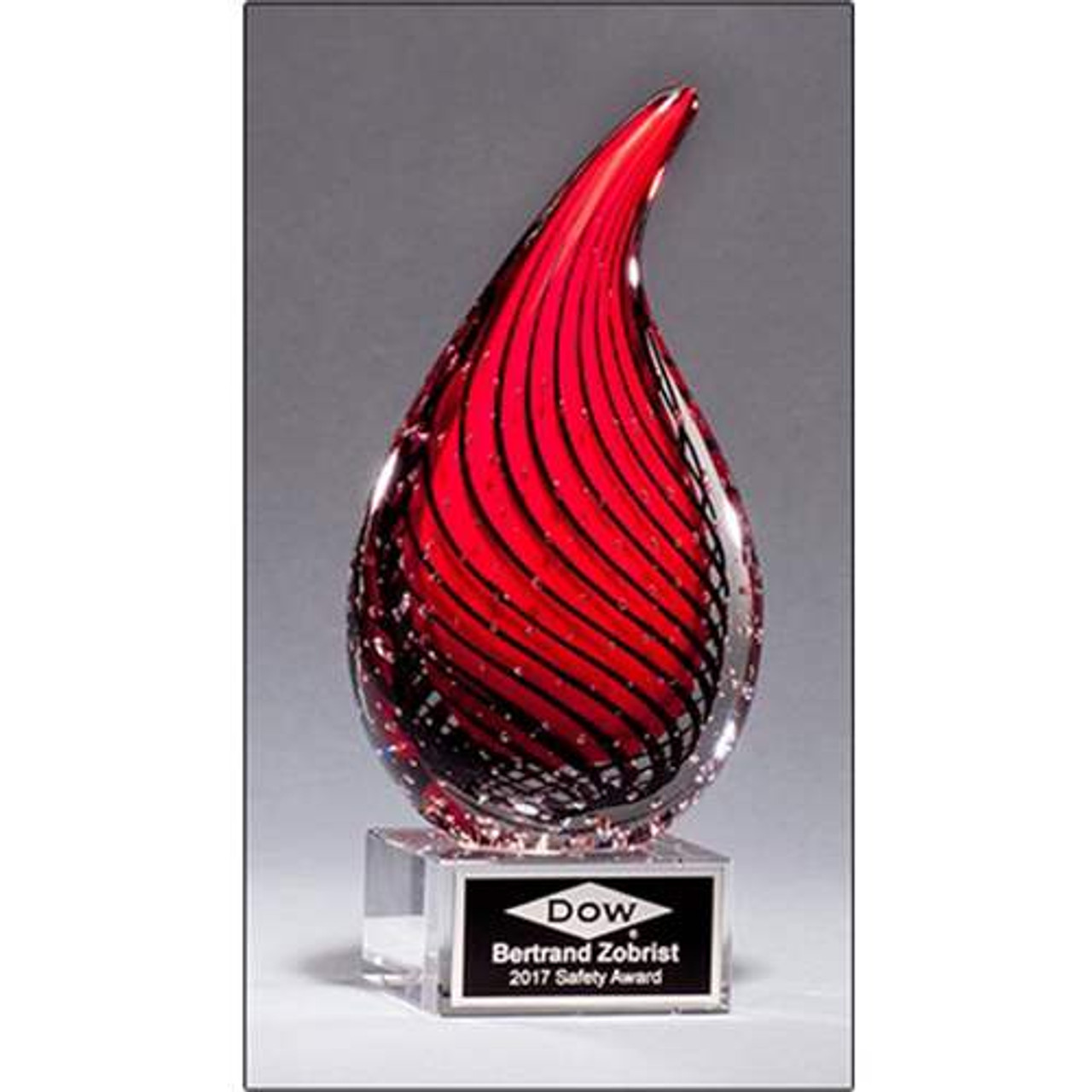 Red and Black Teardrop Art Glass Award