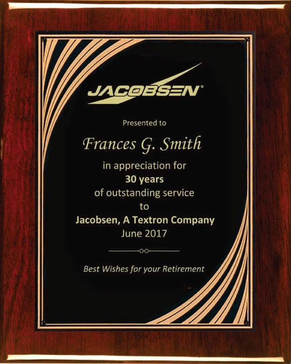 Cascading Swirl Retirement Plaque
