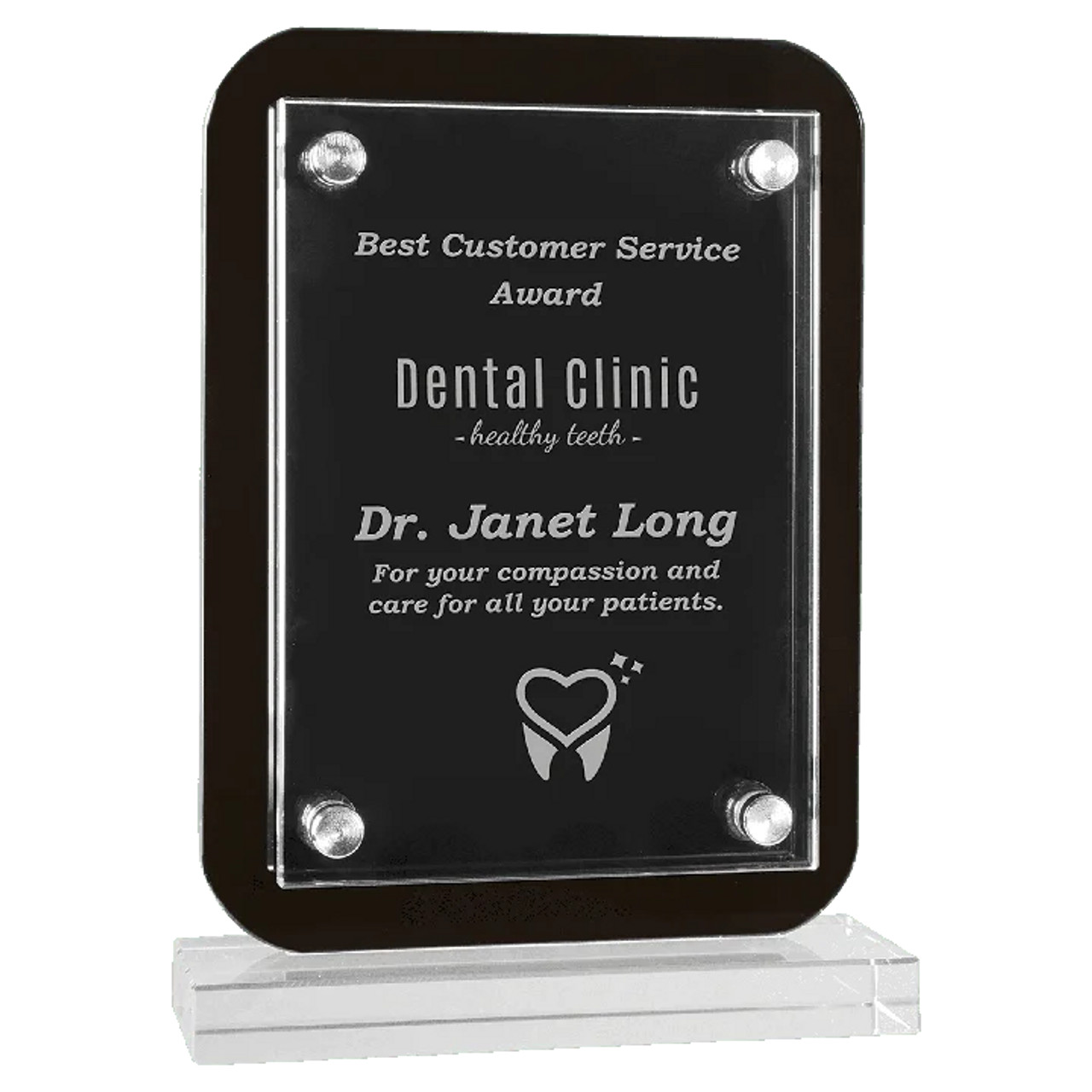 Black Floating Glass Standup Plaque Black Floating Glass Standup Plaque