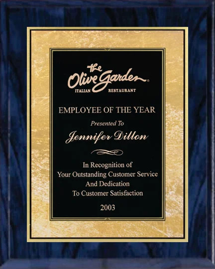 Blue Woodgrain Plaque with Gold Plate