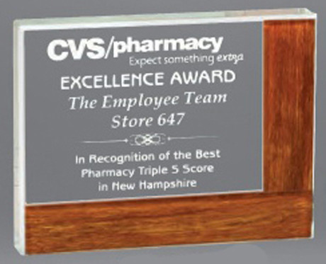 Retangle Crystal with Wood Accents (Horizontal)