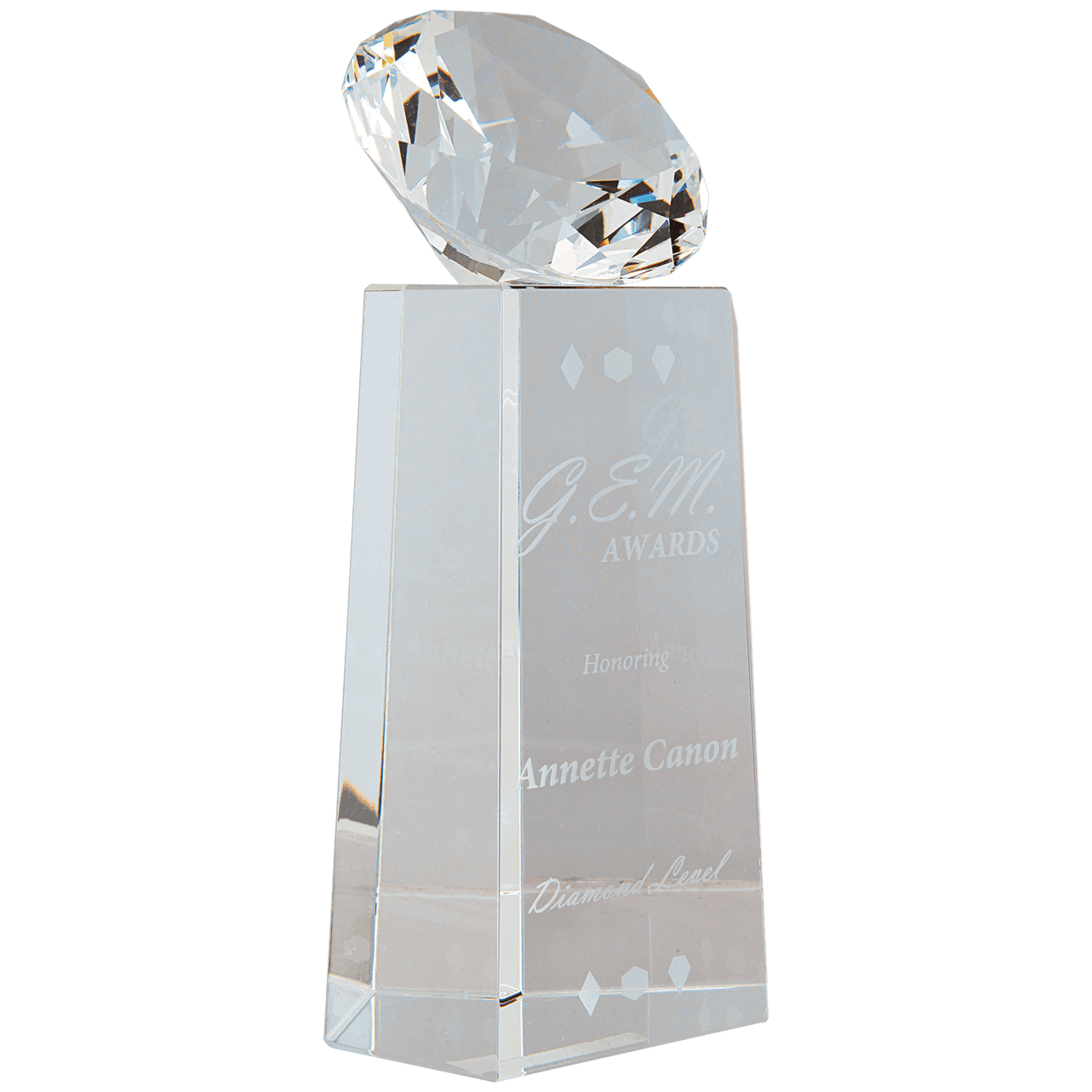 Crystal Diamond on Clear Crystal Pedestal